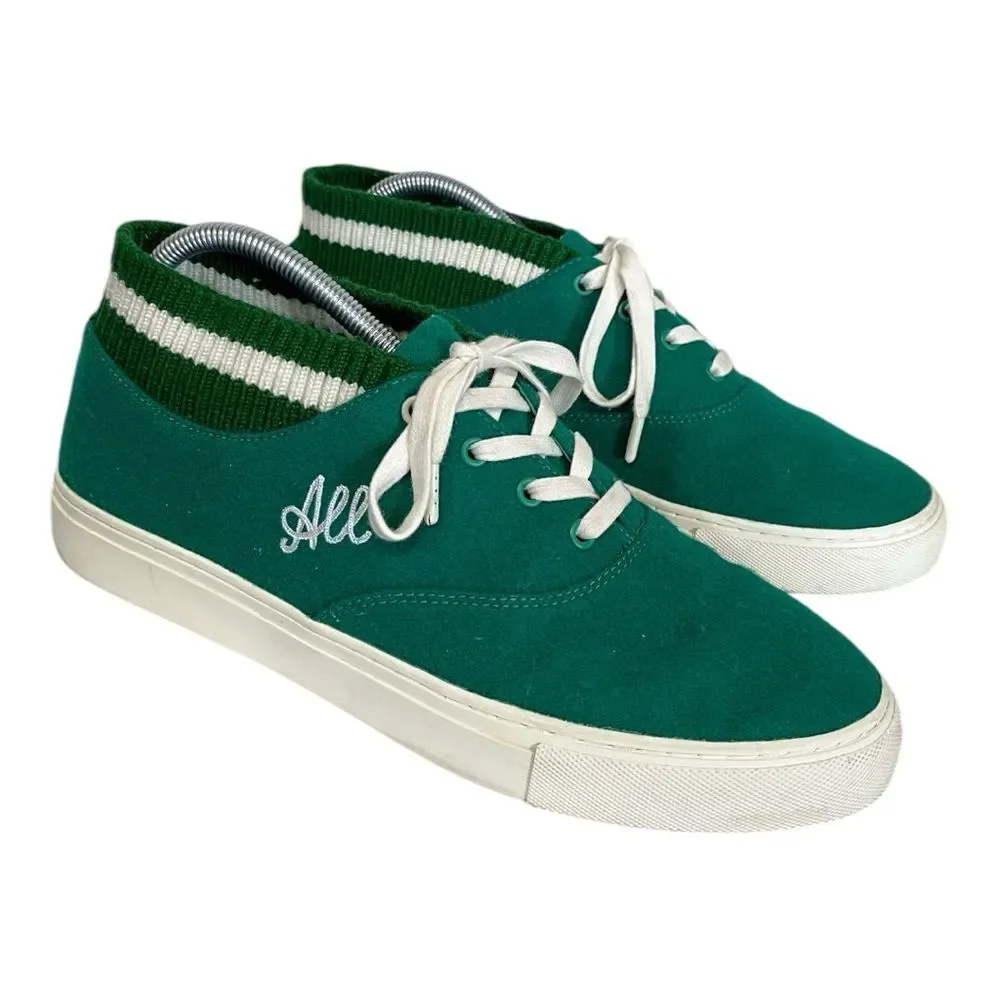 Tory‎ Sport | Green Ribbed Cloth Leather Lace Up Love All Sneakers 10.5